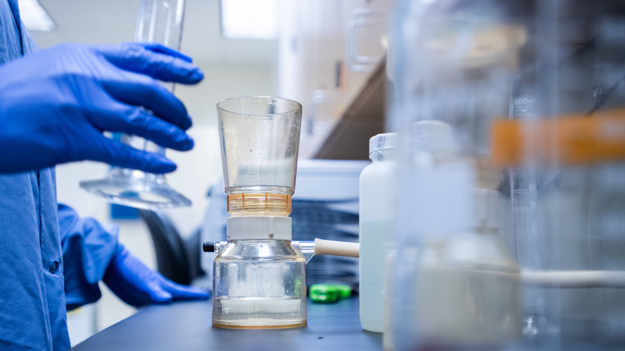 student working in lab.